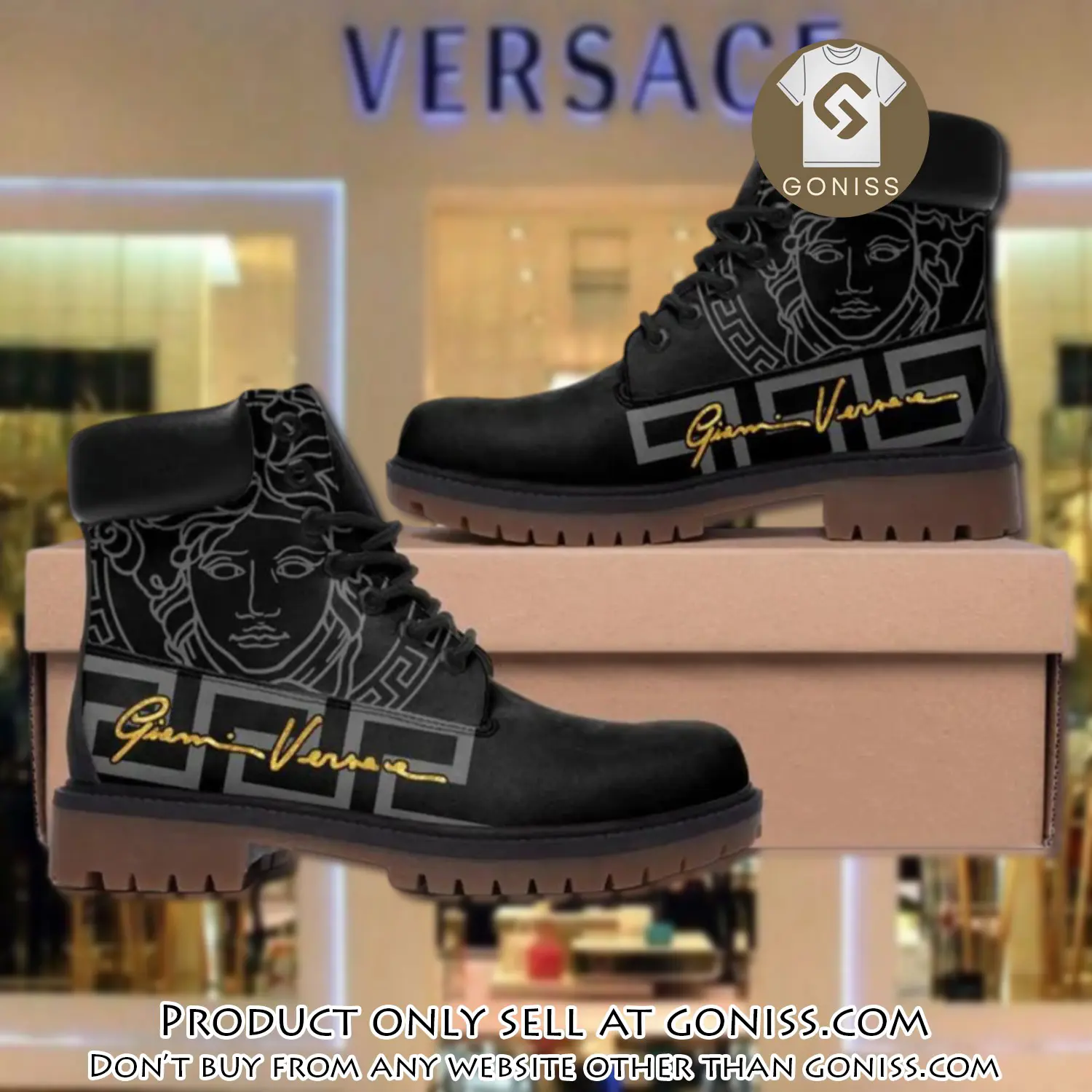 Gianni versace medusa pattern black luxury brand boots premium gifts for men women gn5541848